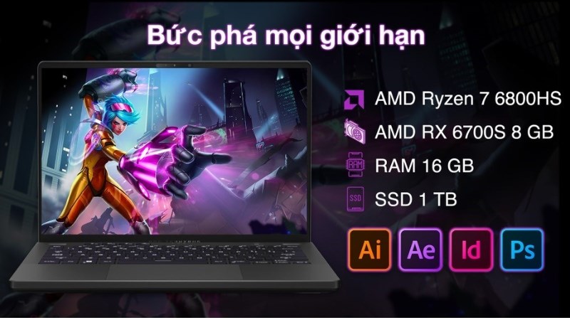 Sở hữu CPU AMD Ryzen 7 6800HS mạnh mẽ cung cấp hiệu suất  bức phá giới hạn