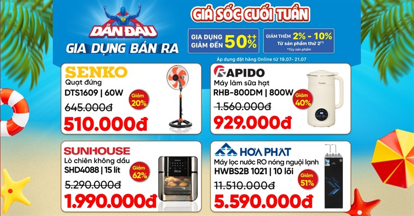 Giá Sốc Cuối Tuần - Gia Dụng Online Giảm Cực Sốc Đến 50%