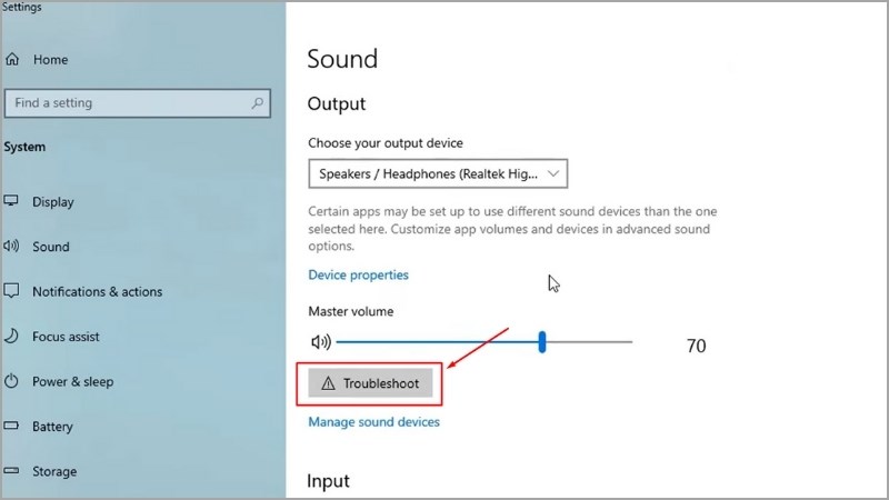 Tiếp theo chọn Troubleshoot và làm theo hướng dẫn để máy tự động quét 