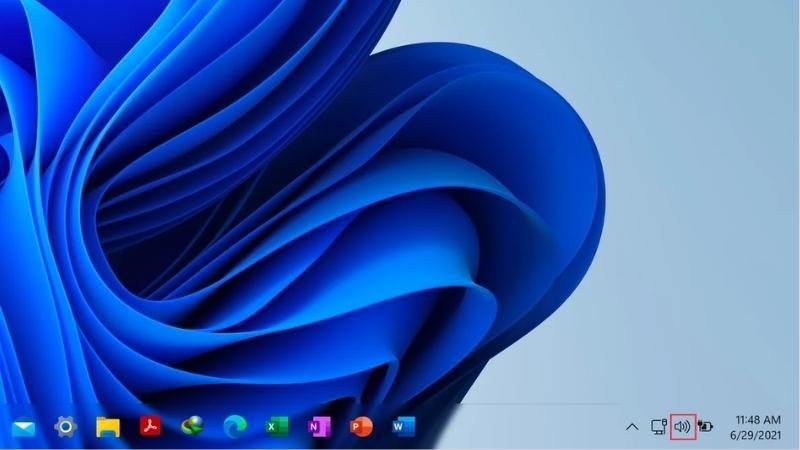 Kiểm tra mức volume loa ở thanh taskbar