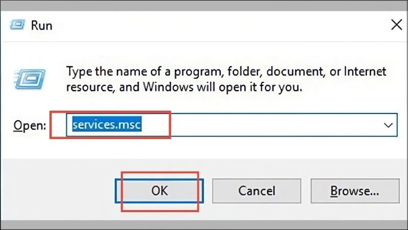 Nhấn tổ hợp phím Windows + R > Nhập services.msc > Nhấn OK