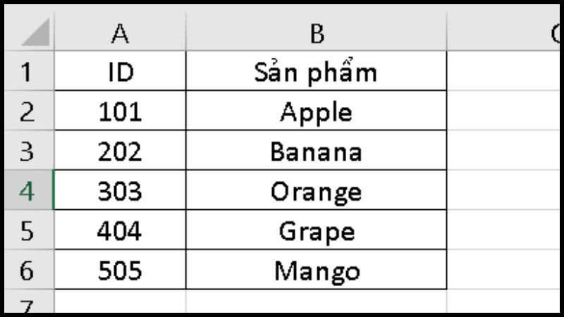 Ví dụ về làm cho địa chỉ cột thành VLOOKUP nhiều cột