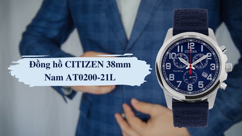 CITIZEN 38 mm Nam AT0200-21L sở hữu đường k&iacute;nh mặt 38 mm