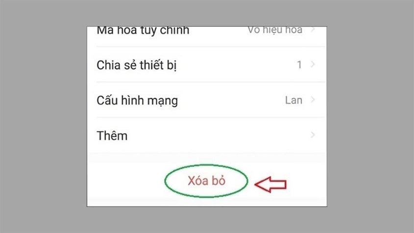 Chọn Xóa bỏ