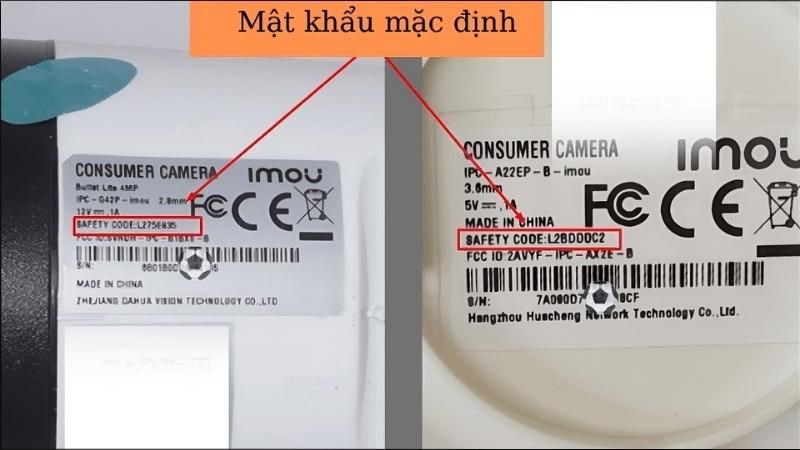 Tìm mã an toàn (Safety Code) được dán trên mặt sau hoặc dưới đáy camera