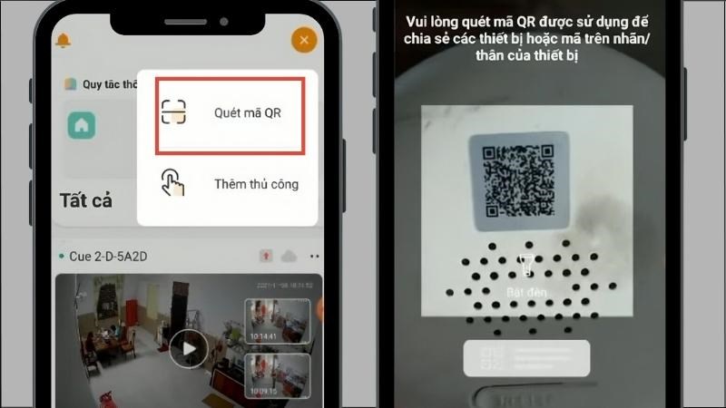 Quét mã QR của camera bị gán tài khoản