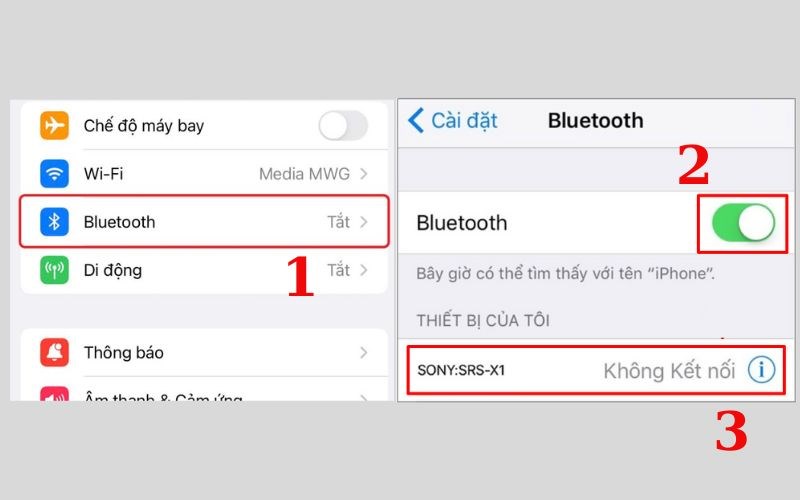 Tiến hành bật Bluetooth và chọn loa Bluetooth muốn kết nối