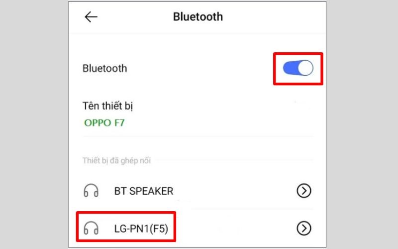 Gạt thành trượt để bật Bluetooth và chọn loa Bluetooth muốn kết nối