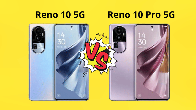 OPPO Reno 10 5G c&oacute; m&agrave;u xanh dương c&ograve;n OPPO Reno 10 Pro 5G c&oacute; m&agrave;u t&iacute;m