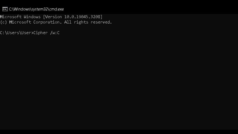 Nhập lệnh Cipher /w:C > Nhấn Enter