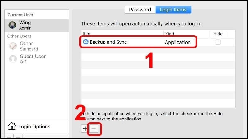 Chọn ứng dụng cần đóng và nhấn (-) Chọn ứng dụng cần đóng và nhấn (-)