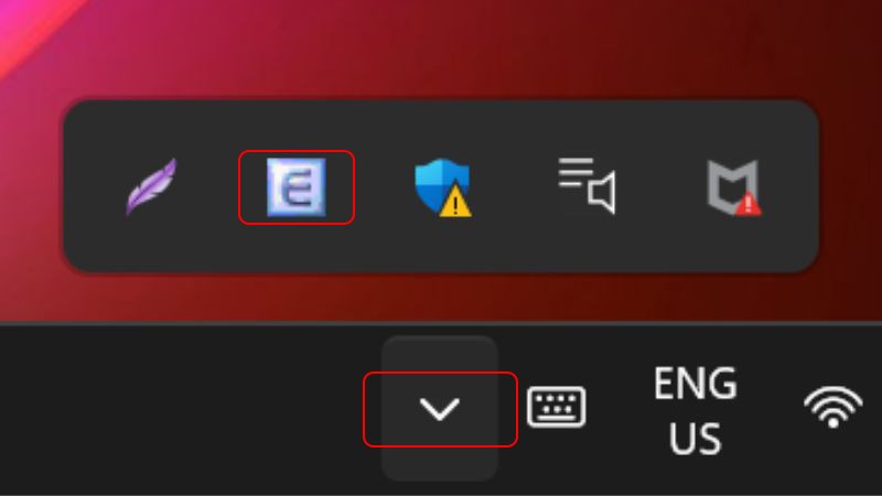 Click chuột chọn v&agrave;o biểu tượng chữ E sang chữ V
