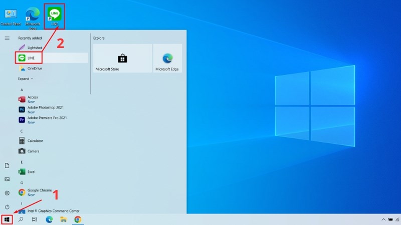 Start Menu kéo tìm tên ứng dụng sau đó giữ chuột, kéo thả biểu tượng ra ngoài màn hình chính