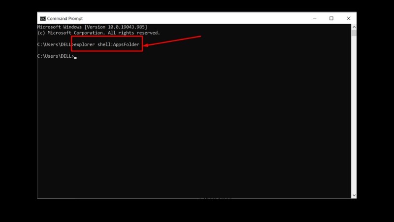 Nhập câu lệnh sau: explorer shell:AppsFolder > Nhấn Enter