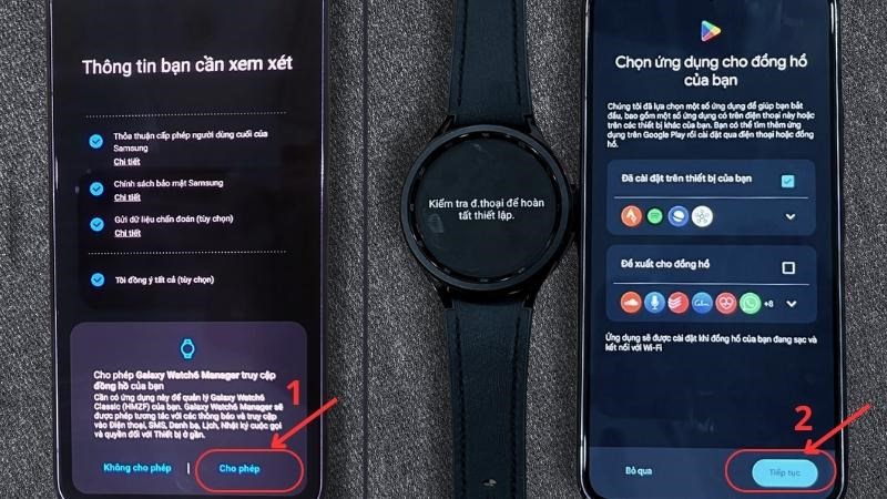 Chọn Cho phép Galaxy Watch6 Manager truy cập vào đồng hồ của bạn 