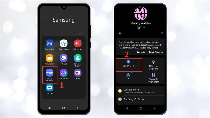 Vào ứng dụng Wearable trên điện thoại đã kết nối > Chọn Mặt đồng hồ