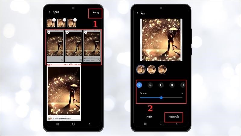 Chọn một hoặc nhiều ảnh bạn muốn thay nền cho đồng hồ > Chọn Xong