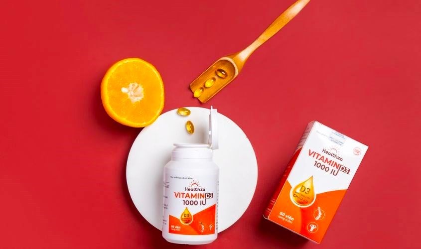 Viên uống Herbland Healthza Vitamin D3 1000IU hỗ trợ hấp thu canxi 60 viên (từ 6 tuổi)