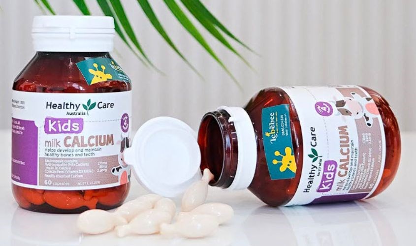 Viên uống Healthy Care Kids Milk Calcium hỗ trợ xương và răng chắc khỏe 60 viên (từ 4 tháng)