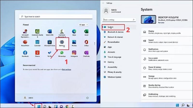 Chọn Start > Chọn Settings > Chọn System