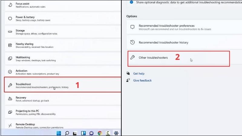 Lướt xuống tìm và chọn Troubleshoot phía khung bên phải > Chọn Other Troubleshooters