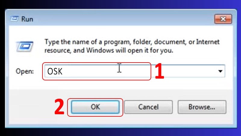 Nhấn tổ hợp phím Windows + R để mở cửa sổ Run và nhập osk