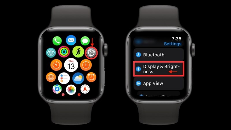 Mở Settings > Chọn t&iacute;nh năng Display & Brightness