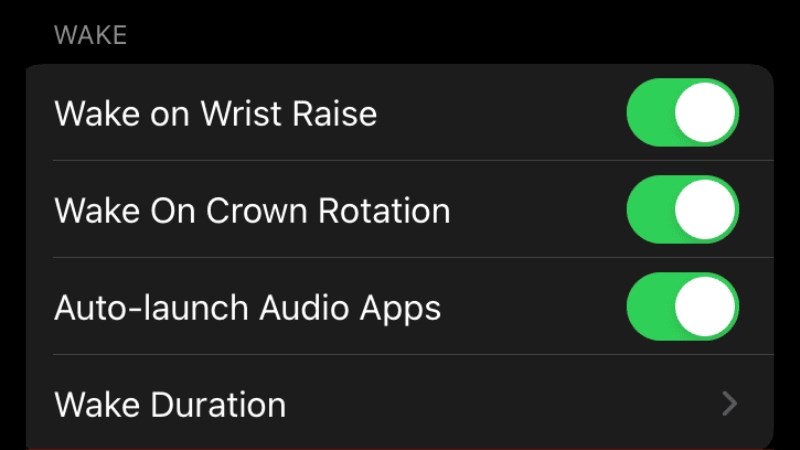 Gạt để tắt mục Wake on Wrist Raise