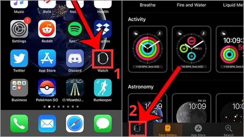 Nhấp v&agrave;o biểu tượng Đồng hồ > Chọn My Watch
