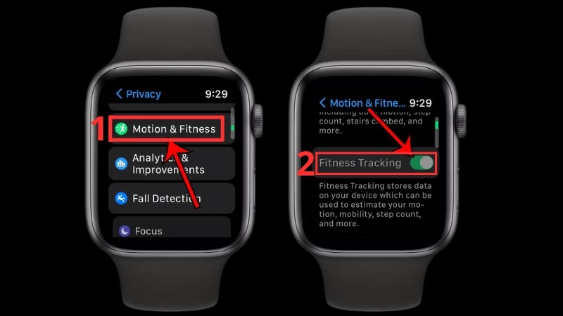 Chọn mục Motion & Fitness > Gạt tắt Fitness Tracking