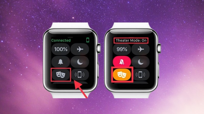 Vuốt m&agrave;n h&igrave;nh Apple Watch từ dưới l&ecirc;n v&agrave; chọn biểu tượng mặt nạ
