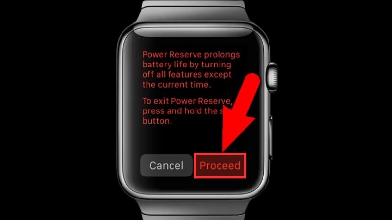 Nhận được th&ocirc;ng b&aacute;o Low Power > Chọn Power Reserve > Chọn Proceed 