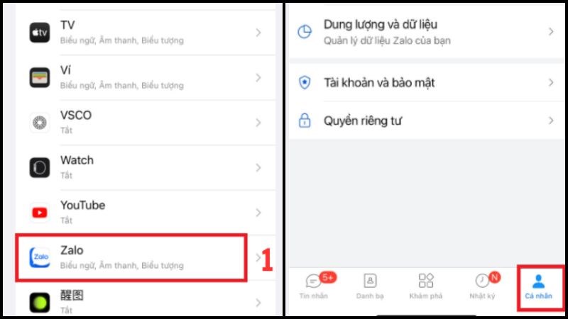 Mở ứng dụng Zalo v&agrave; v&agrave;o mục C&aacute; nh&acirc;n
