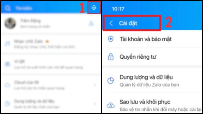 Chọn biểu tượng b&aacute;nh răng ở ph&iacute;a b&ecirc;n phải m&agrave;n h&igrave;nh để truy cập v&agrave;o mục C&agrave;i đặt