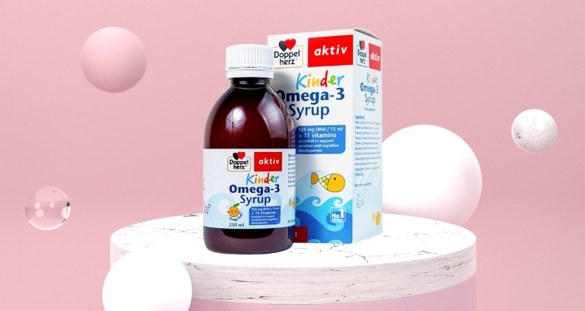 Siro Doppelherz Aktiv Kinder Omega 3 phát triển não bộ, thị lực 250 ml (từ 1 tuổi)