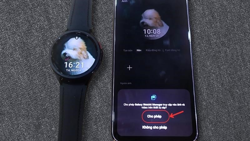 Nếu lần đầu thay nền bạn cần cấp ph&eacute;p cho ứng dụng > Chọn Cho ph&eacute;p  