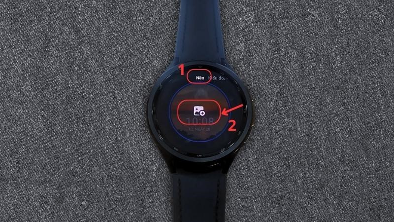 Tiếp đến tại mục Nền > Nhấn v&agrave;o biểu tượng th&ecirc;m ảnh ở giữa m&agrave;n h&igrave;nh 