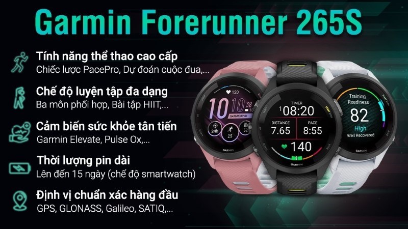 Garmin Forerunner 265S được trang bị c&ocirc;ng nghệ SATIQ tự động chọn chế độ vệ tinh ph&ugrave; hợp với m&ocirc;i trường