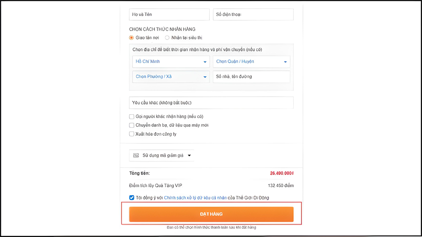 Tiến h&agrave;nh đặt mua sản phẩm