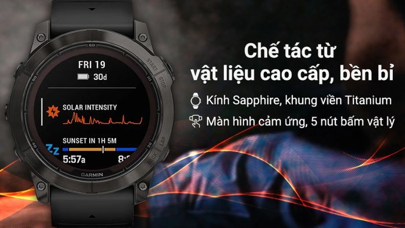 Garmin Fenix 7X Pro Solar Titanium được chế t&aacute;c từ vật liệu cao cấp