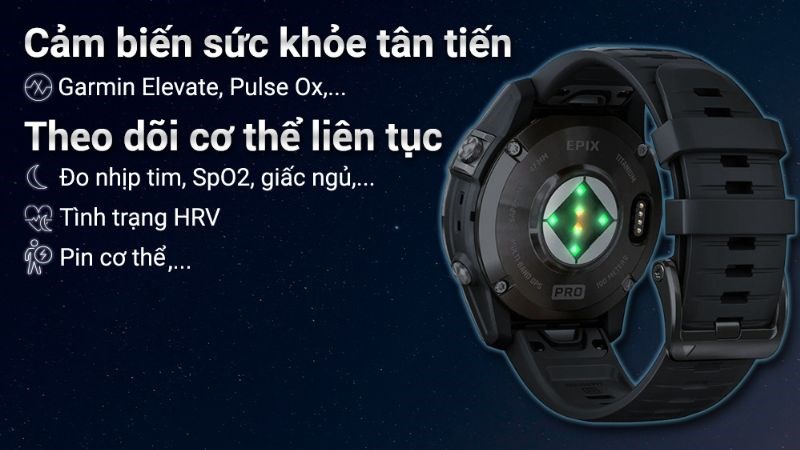 Garmin Fenix 7 Pro Solar Titanium trang bị c&aacute;c cảm biến sức khỏe t&acirc;n tiến