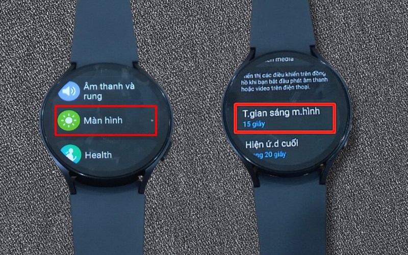 Chọn M&agrave;n h&igrave;nh. > Chọn T.gian s&aacute;ng m.h&igrave;nh