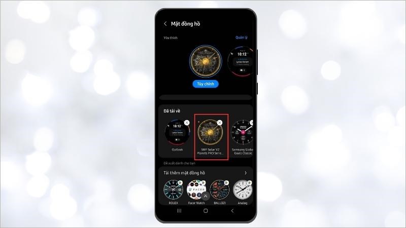 T&igrave;m mặt đồng hồ bạn vừa tải > Nhấn chọn mẫu để đổi l&agrave; ho&agrave;n tất 