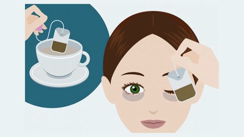 Túi trà xanh đặt lên mí mắt giúp mắt của bạn dịu lại khi bị sưng