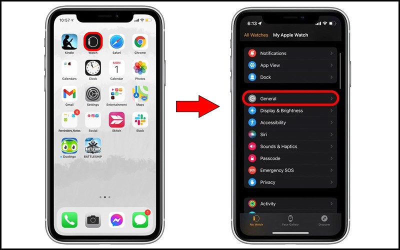 Vào General trên iPhone Vào General trên iPhone