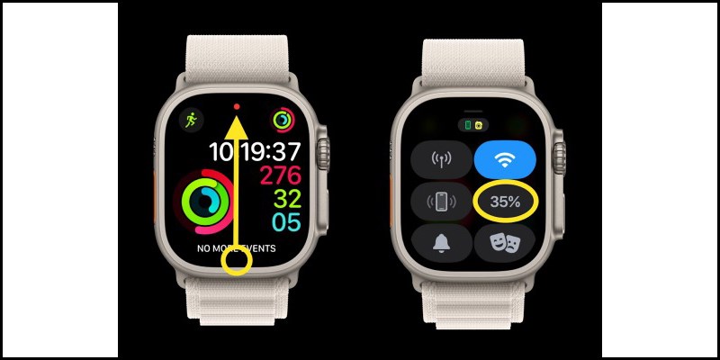 Mở trung tâm điều khiển và ấn vào số phần trăm pin đang có Mở trung tâm điều khiển và ấn vào số phần trăm pin đang có