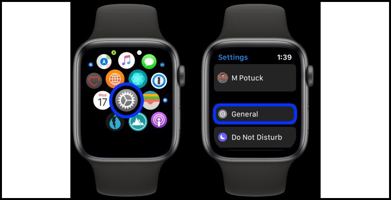 V&agrave;o mục General tr&ecirc;n đồng hồ