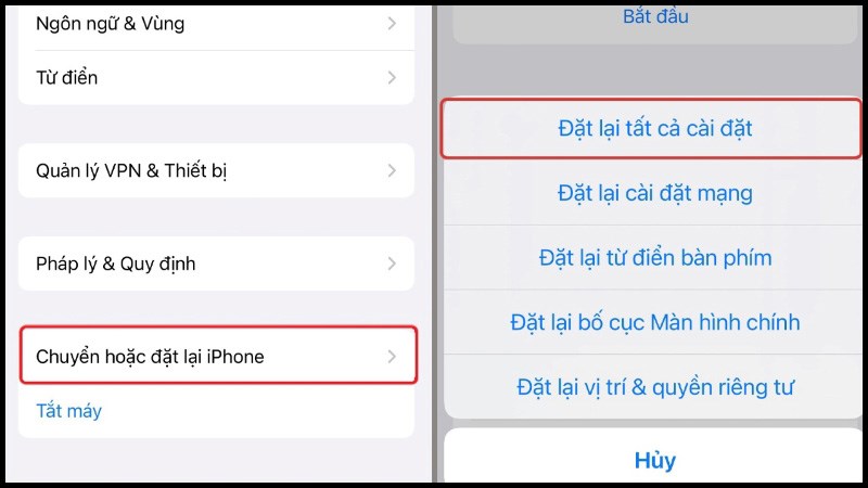 Đặt lại c&agrave;i đặt