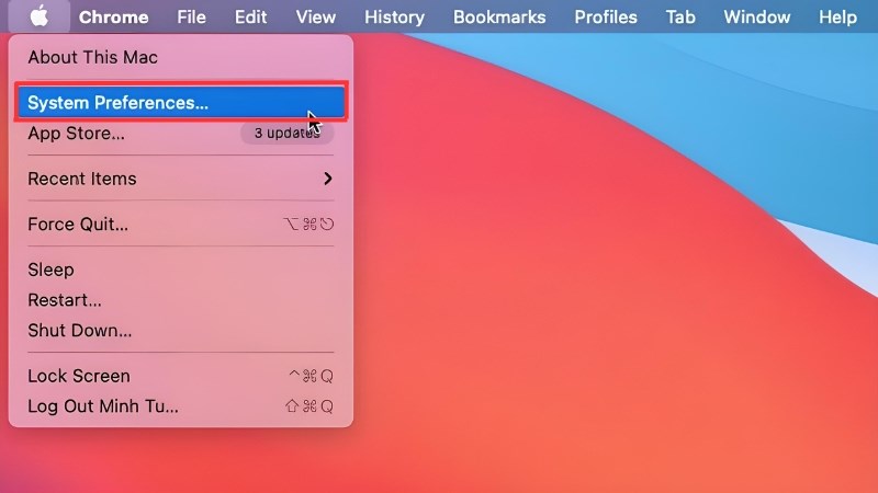 Chọn T&ugrave;y chọn hệ thống (System Preferences)
