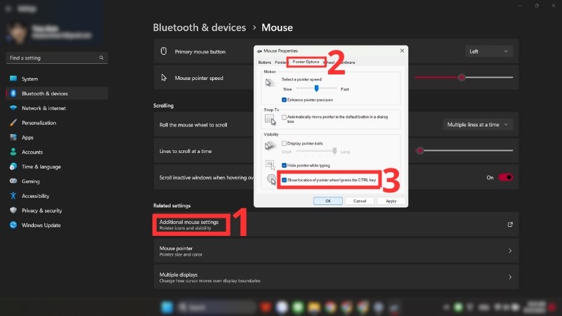Lần lượt l&agrave;m theo c&aacute;c bước hướng dẫn để c&oacute; thể c&agrave;i đặt lại con trỏ chuột
